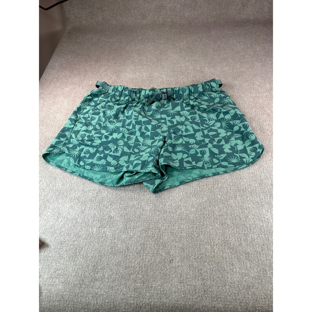 REI Co-op Sahara Shorts Womens 1XL Green Tropical Ripstop Hiking Belted Pockets